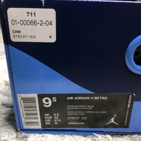 Jordan Mens Air 11 Retro University Blue Basketbal - Picture 5 of 5